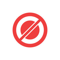 Red circle with diagonal slash and solid red circle icon