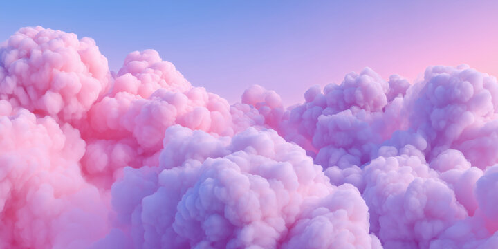 Dreamy pink and purple cloudscape in soft pastel sky