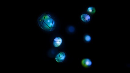 Futuristic Glowing Orbs Blue Green Light Abstract