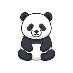 Naklejka premium Cute cartoon panda sitting down, a charming and adorable illustration of a giant panda with a friendly expression, perfect for children's themes