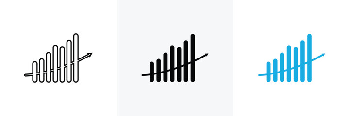 Signal strength indicator icon with three variations