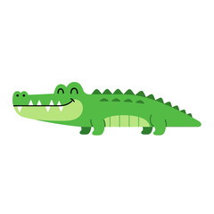 Obraz premium Cute Cartoon Crocodile Illustration A Cheerful Aquatic Reptile with a Playful Grin