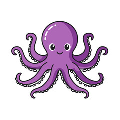 Cheerful Cartoon Octopus Illustration on White Background