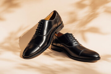 Elegant black leather dress shoes with classic sophisticated style