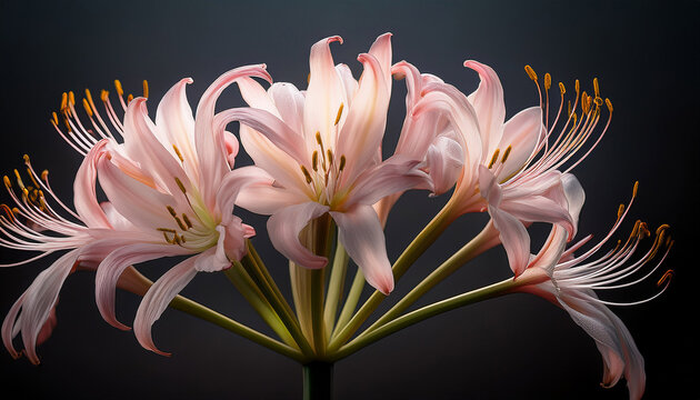 Pale Pink Resurrection Lily Lycoris Squamigera On A Dark Background