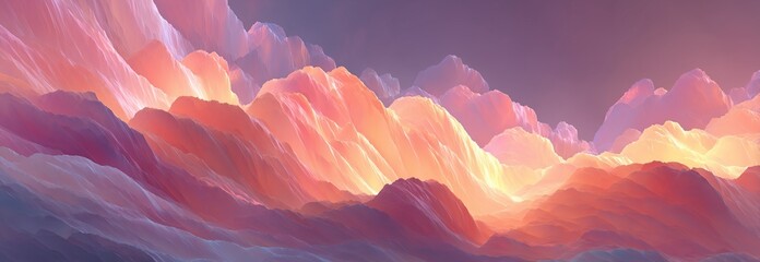 Stunning sunset over mountains with vibrant colors and soft clouds creating a serene sky.