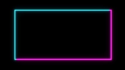 Neon Facecam Overlay Animation with Rotating Lights purple & sky blue on Black Background - Powered by Adobe