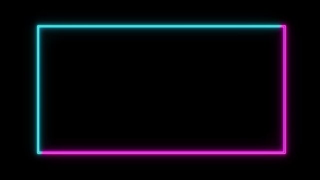 Neon Facecam Overlay Animation with Rotating Lights  purple & sky blue  on Black Background