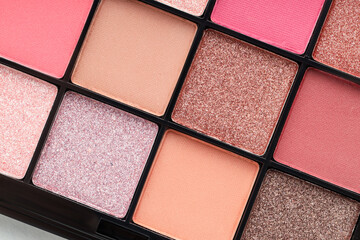 Beautiful eyeshadow palette as background, top view
