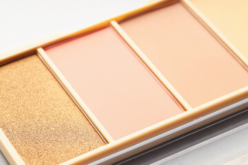 Fototapeta premium Beautiful eyeshadow palette on white background, closeup