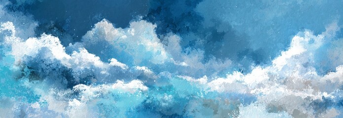 Vibrant abstract clouds with shades of blue and white, evoking tranquility and beauty.