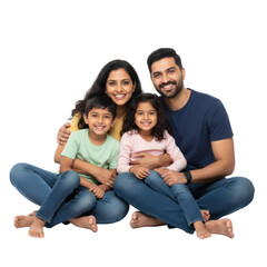 Cheerful family portrait with transparent background highlighting joy and togetherness, capturing