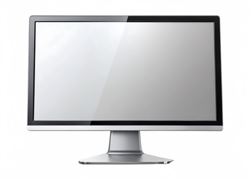 Desktop Computer Screen with Abstract Glitch Border computer monitor display isolated on a transparent background - Powered by Adobe