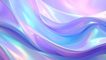 Abstract render showcasing flowing, iridescent fabric in hues of purple, blue, and pink. The light catches the curves with soft highlights