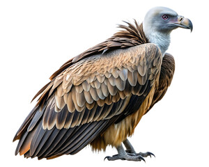 Obraz premium Vulture Bird With Pinkish Red Eyes And White Head On Background raptor avian isolated on a transparent background