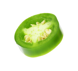 Piece of green jalapeno pepper isolated on white