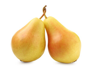 Two ripe yellow pears isolated on white