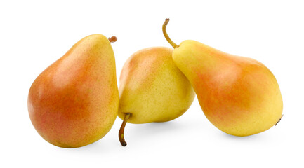 Three fresh ripe pears isolated on white