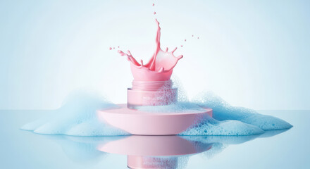 Pink Liquid Splash in Pastel Bowl.