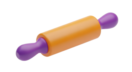 3D Rendered Orange and Purple Rolling Pin