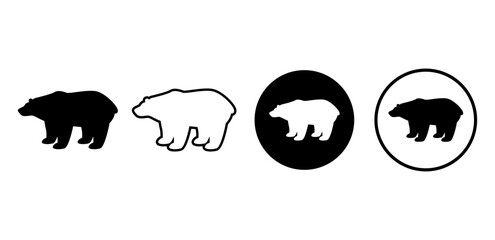 Polar bear vector icon. Winter wildlife symbol for Christmas, holiday themes, and seasonal decorations.