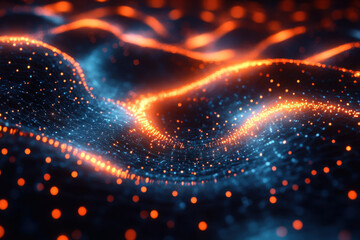 Obraz premium Glowing heart formed by glowing particles.