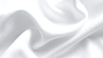 Elegant white silk fabric texture background with soft waves and folds.
