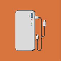 Power bank, Charging bank icon logo flat vector design
