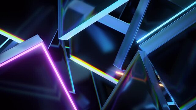 Neon Glass Loop with Chromatic Reflections