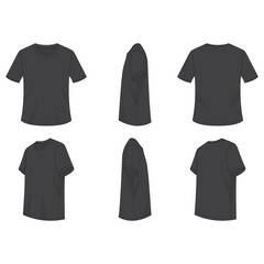 Black T-Shirt Mockup Isolated on White Background