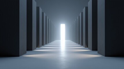 A bright and promising opening through architectural structures, leading into a luminous future. Suggesting new opportunity, hope, and potential.