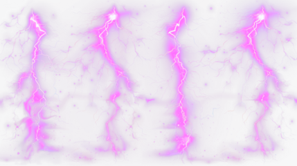 set of purple lightning bolt strike PNG cut out, thunderstorm lightning