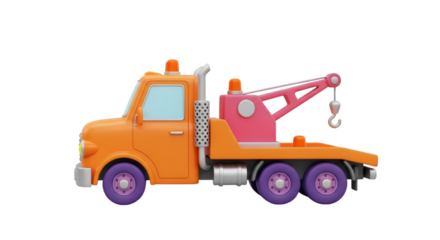 Cartoon Tow Truck with Crane and Hook