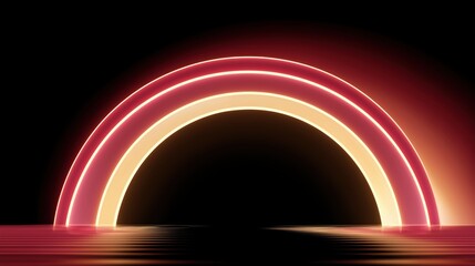 A vibrant luminous archway beckons, casting a warm, inviting glow in a sleek, contemporary display. A symbol of hope, passage, and new beginnings.