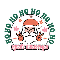 Merry Christmas Ho Ho Ho with Peace Sign Santa