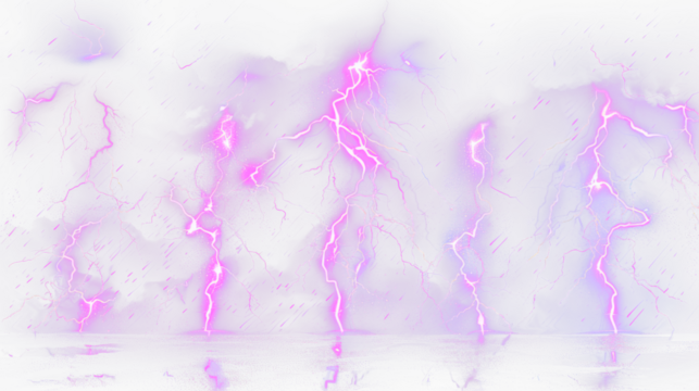 set of purple lightning bolt strike PNG cut out, thunderstorm lightning