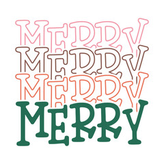 Merry Merry Merry Merry Christmas Typography Retro Design