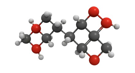 3D Molecular Model of a Chemical Compound with Carbon, Oxygen, and Hydrogen Atoms