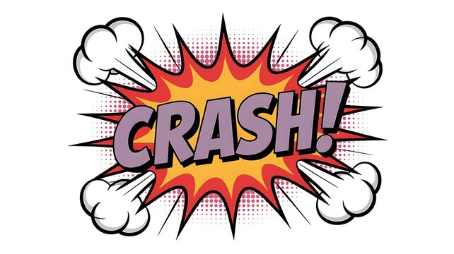 Vibrant Comic Book Crash Sound Effect with Burst and Clouds for Graphic Designs and Illustrations - Powered by Adobe