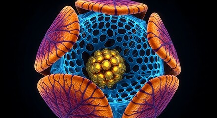 Abstract 3D rendering of a complex molecular structure