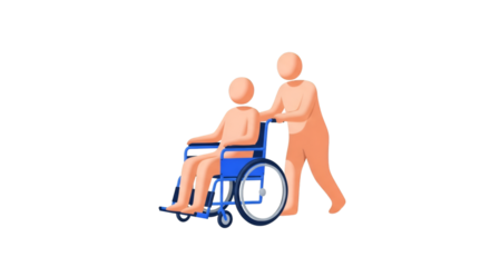 Person Pushing Another Person in a Wheelchair