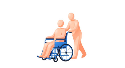 Person pushing another person in a wheelchair