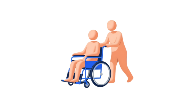 Person Pushing Another Person in a Wheelchair