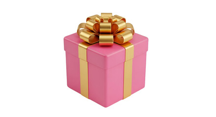 Pink Gift Box with Gold Ribbon and Bow