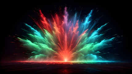 Vibrant color powder explosion against black background