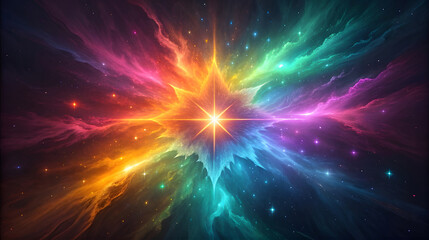 Obraz premium Vibrant Cosmic Nebula Explosion with Starburst space