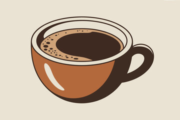 Obraz premium Aromatic Coffee Cup Illustration Perfect for Cafe Menus and Marketing Materials Featuring Rich Dark Roast and Appealing Design