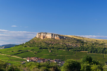 Obraz premium Rock of Vergisson with vineyards, Burgundy,France