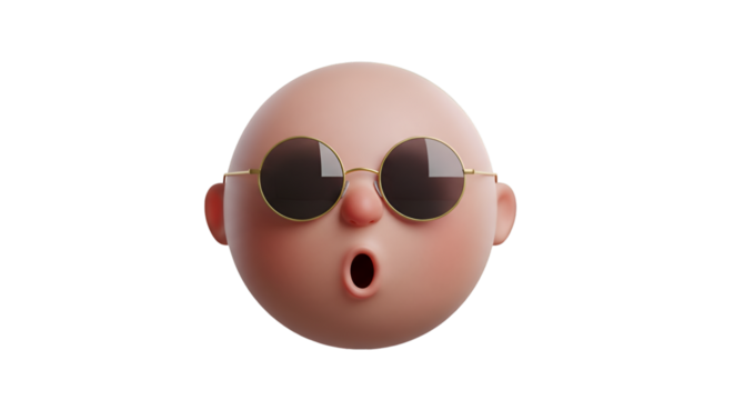 Surprised Bald Head with Round Sunglasses