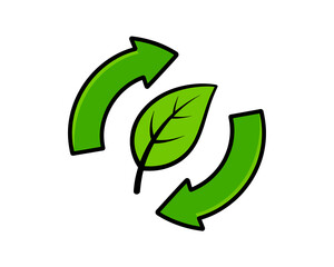 Obraz premium Ecology and sustainability concept green leaf surrounded by recycling arrows symbolizing environmental conservation and eco friendly practices for a greener future